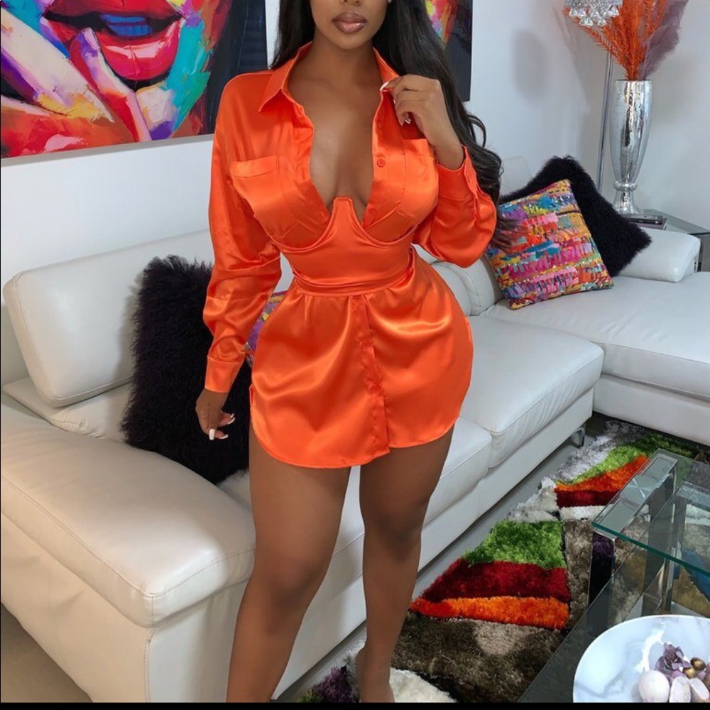 Satin Shirt Dress